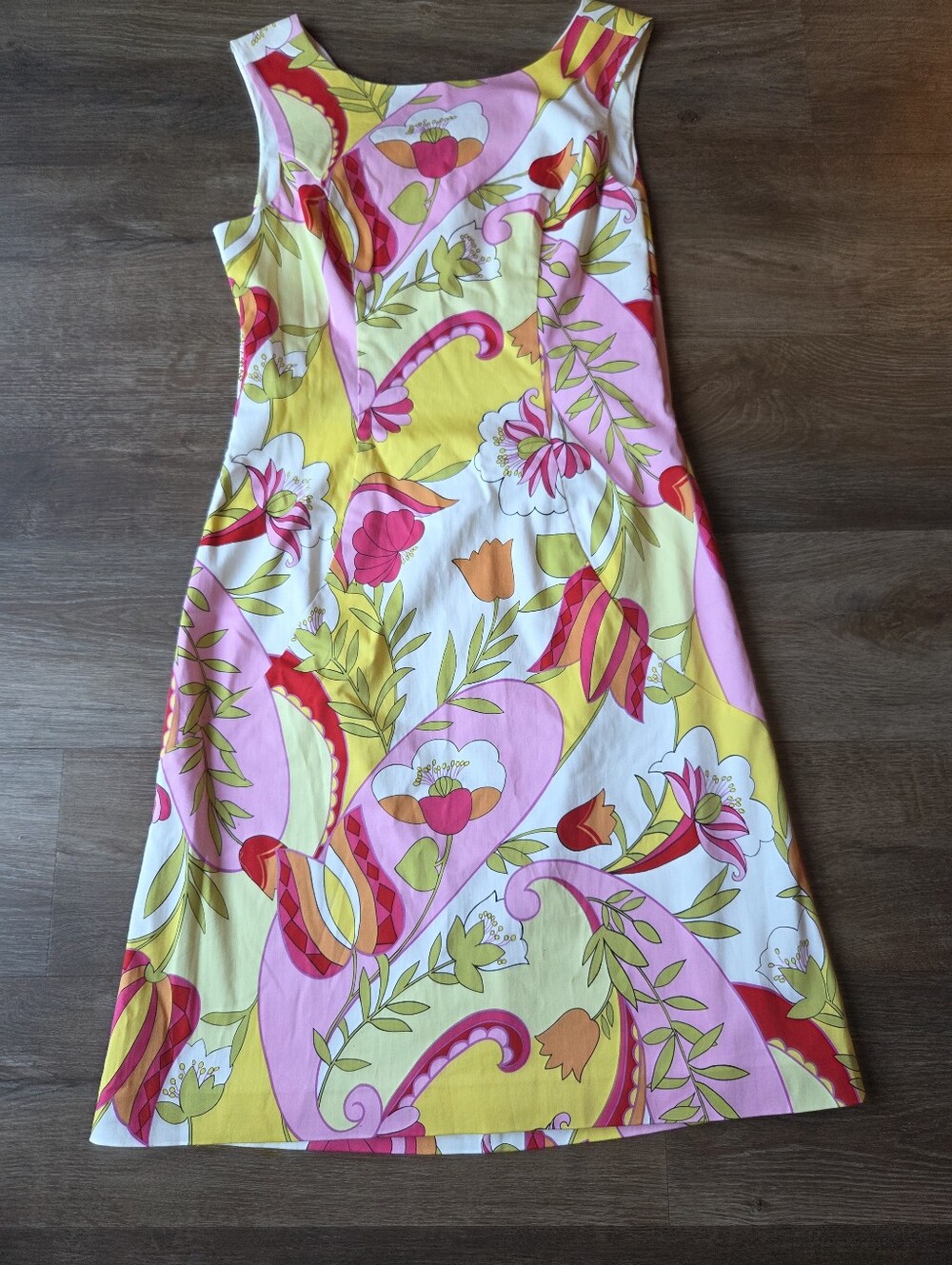Tori Richards Honolulu Tropical Floral Print Sleeveless Dress with Open Back